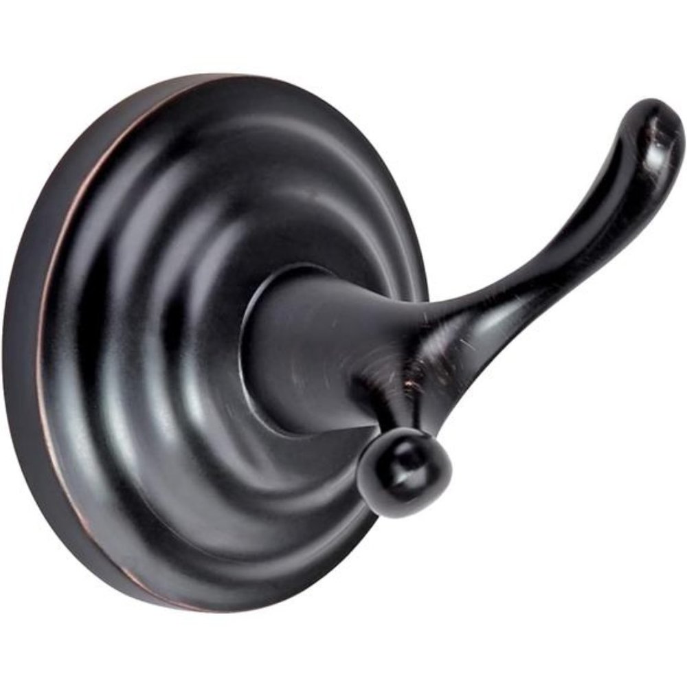 Zinc Traditional Round Bathroom Towel and Robe Hook, Oil Rubbed Bronze